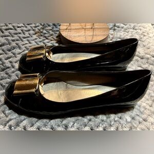 Salvatore Ferragamo Black Patent Leather Flats size 8.5 B.